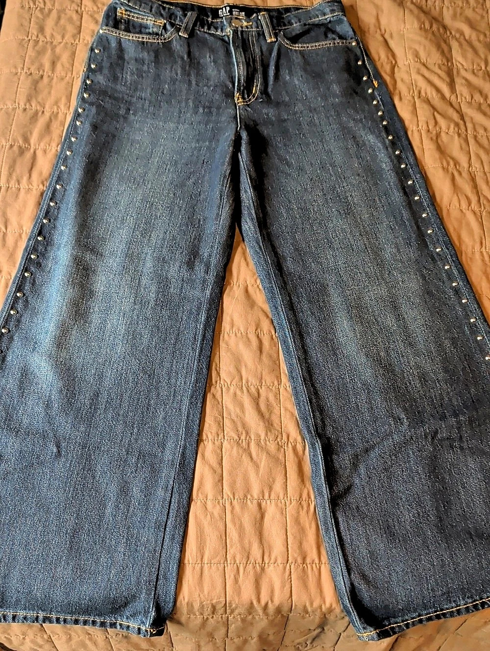 GAP High Rise Wide-Leg Studded Jeans Blue Waist 26